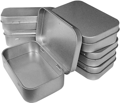 slim metal box with lid|metals containers with hinged lids.